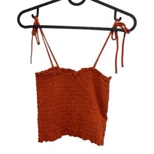 Wild Fable Rust Orange Smocked Tie-Strap Women's Tank Top Size Small